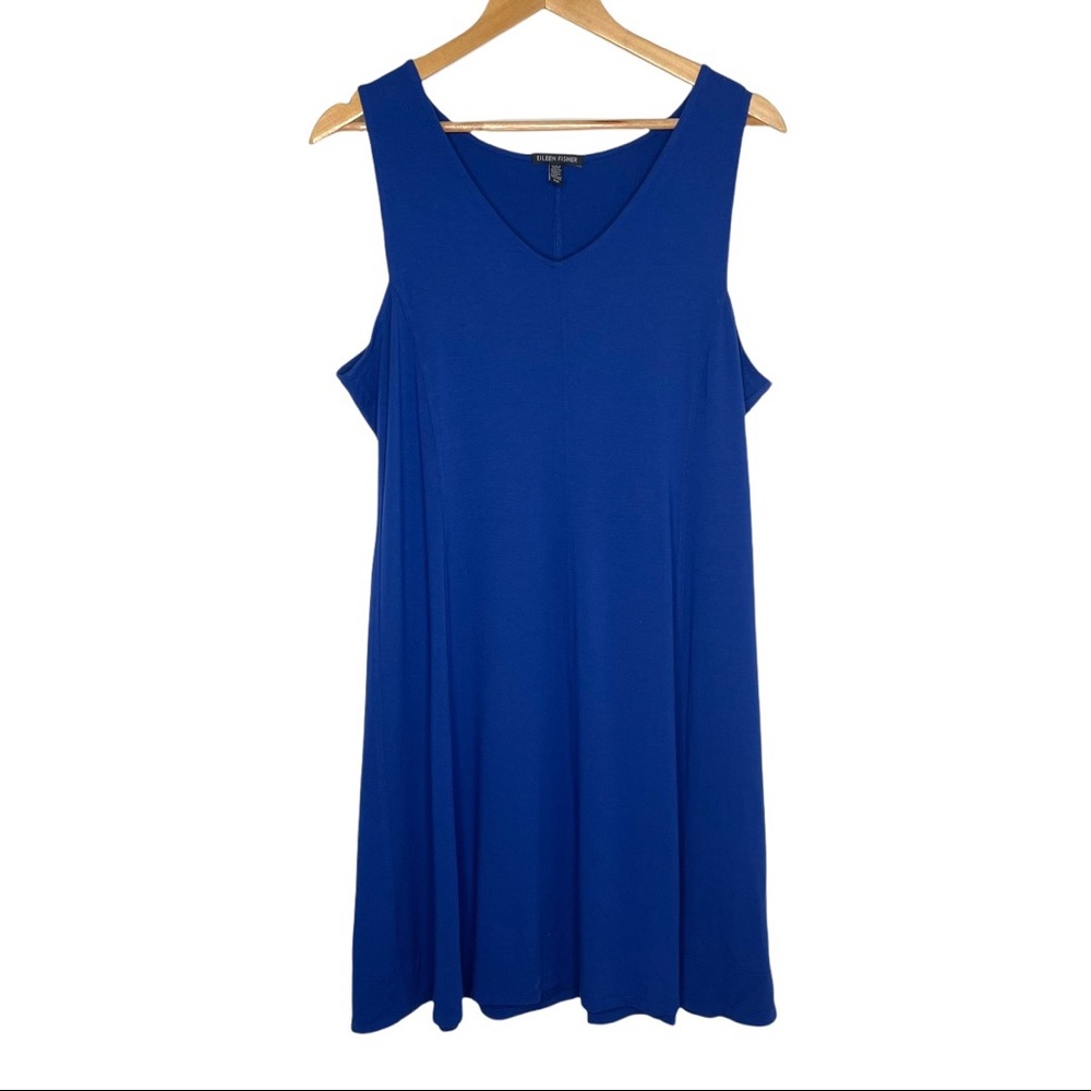 Eileen Fisher Royal Blue Sleeveless Stretch Midi Dress